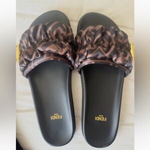 Fendi Brown Illusion FF Slide Sandals
